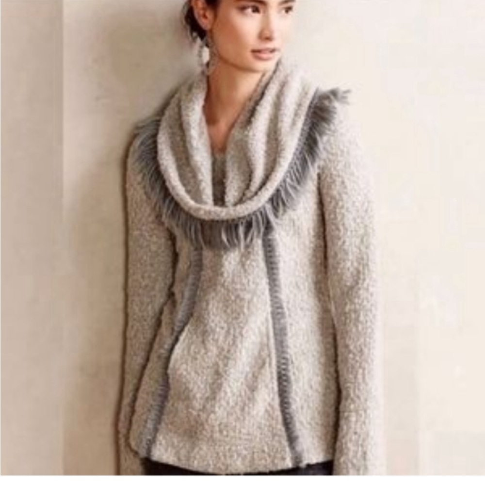 Angel Of The North Gray Cowl Neck Sweater - Picture 2 of 7